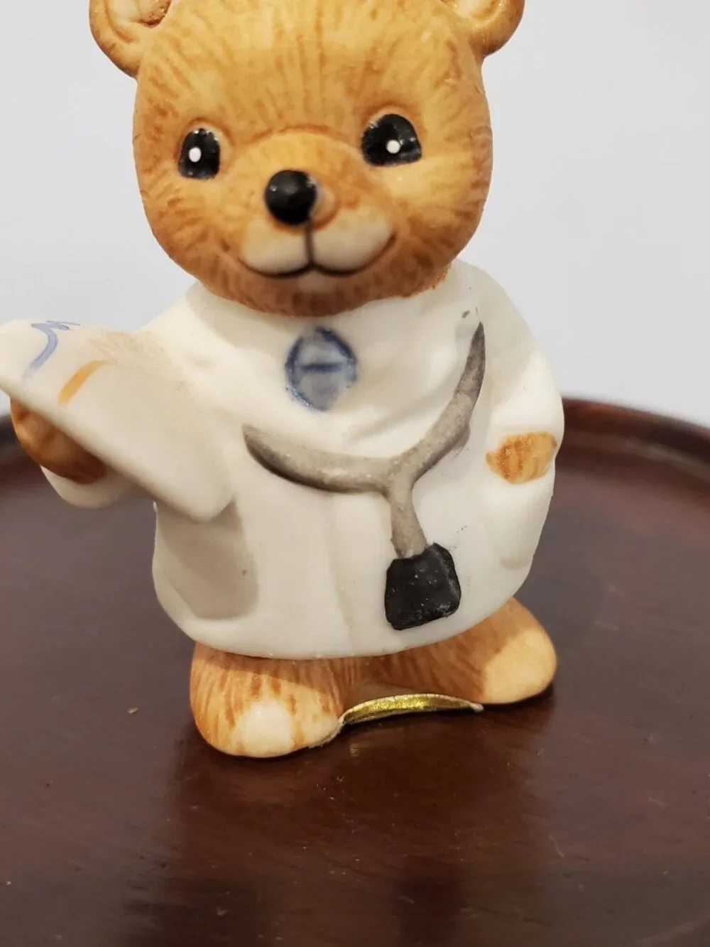 Vintage Homco Doctor Bear Figurine White Lab Coat Stethoscope 2